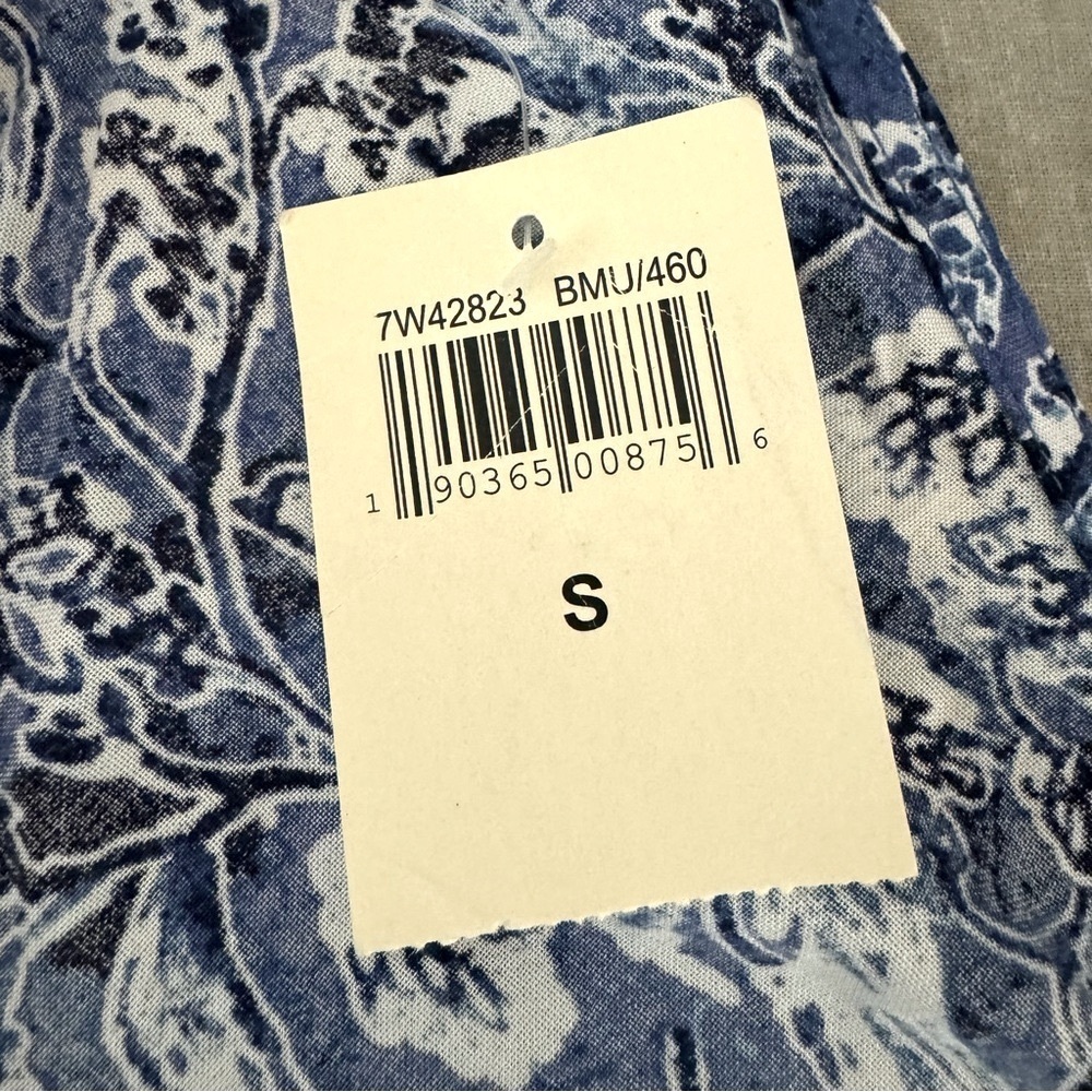 NWT LUCKY BRAND Indigo Floral Maxi Dress Boho Tassel Beach Dress Cover Up Size S - Picture 3 of 16